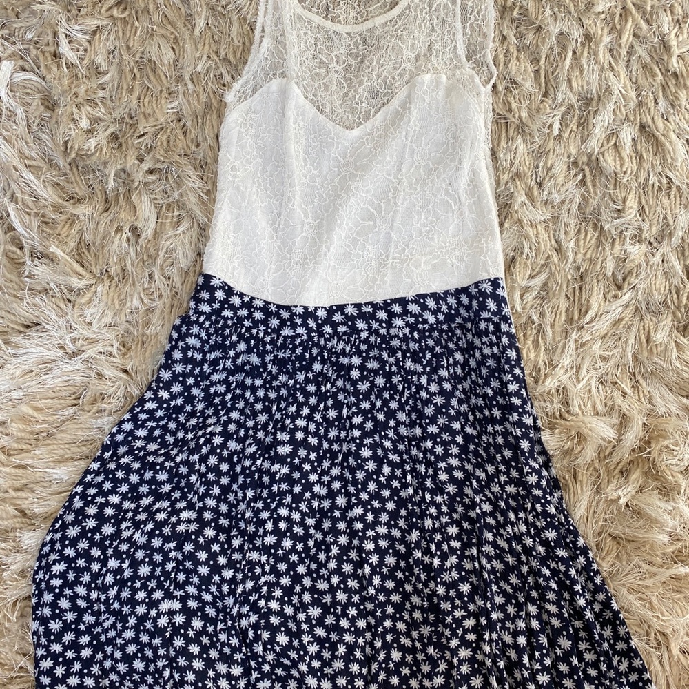 UO kimchi white top&blue skirt dress